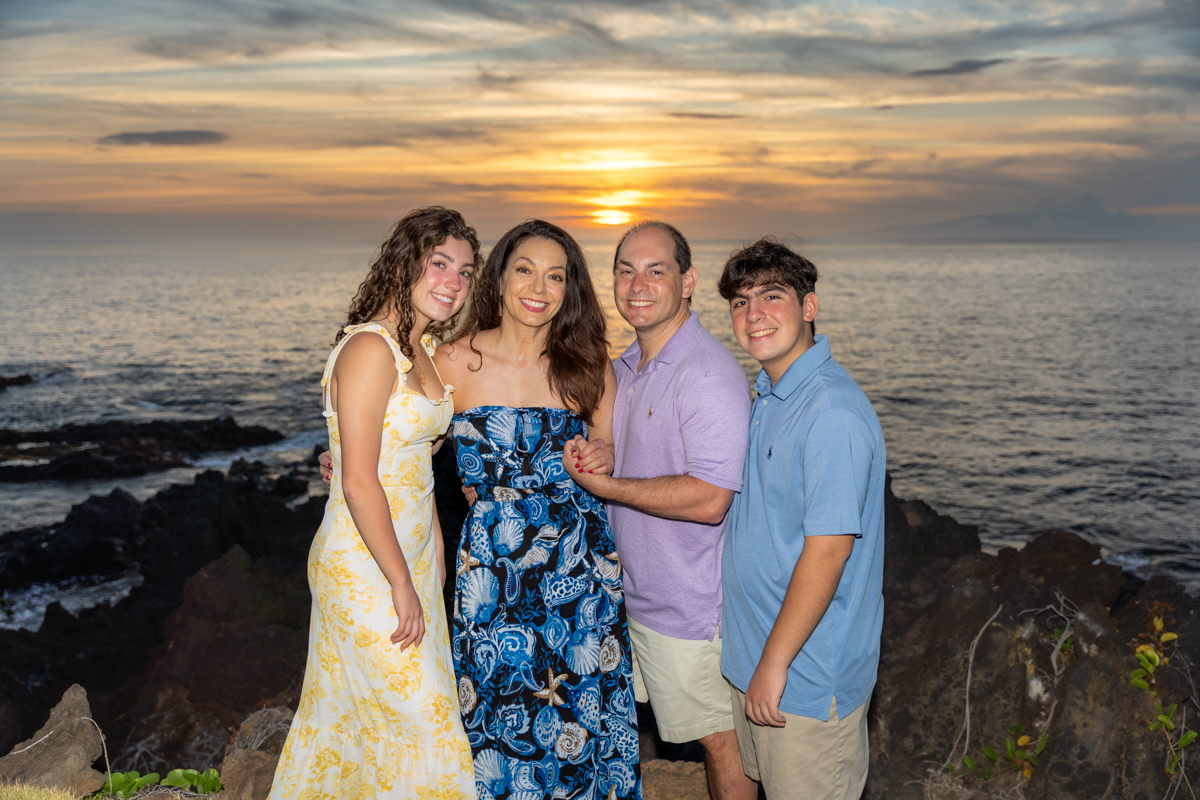 Family sunset flash photo wailea beach resort