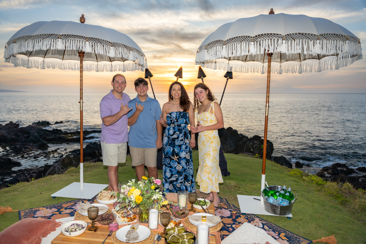 Family sunset flash photo wailea beach resort